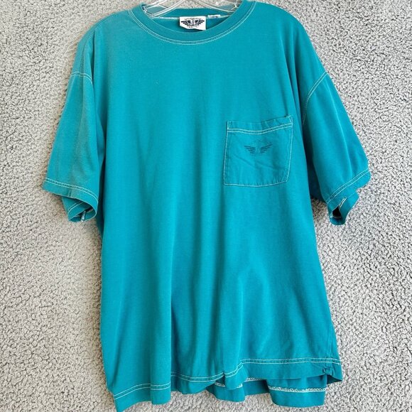 Vintage Dockers x Levis T-Shirt Men's XL Pocket Tee 80s Green Boxy Wide Rare - Picture 1 of 6